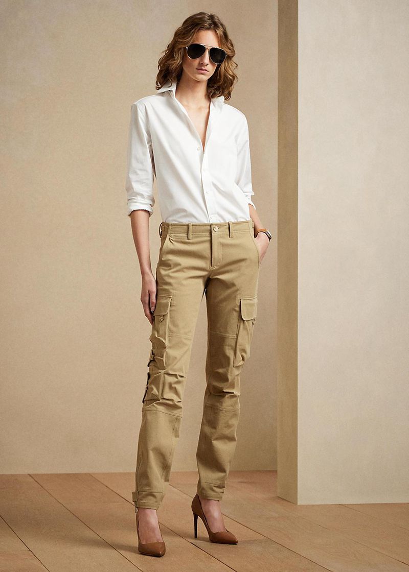 Pantalones Ralph Lauren Mujer Mitchell Stretch Cotton Twill Chile Kaki FRIPM-7014